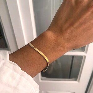 Bracelet Gold herringbone serpentine, 6.5"  Stainless Steel, Sweatproof Jewelry